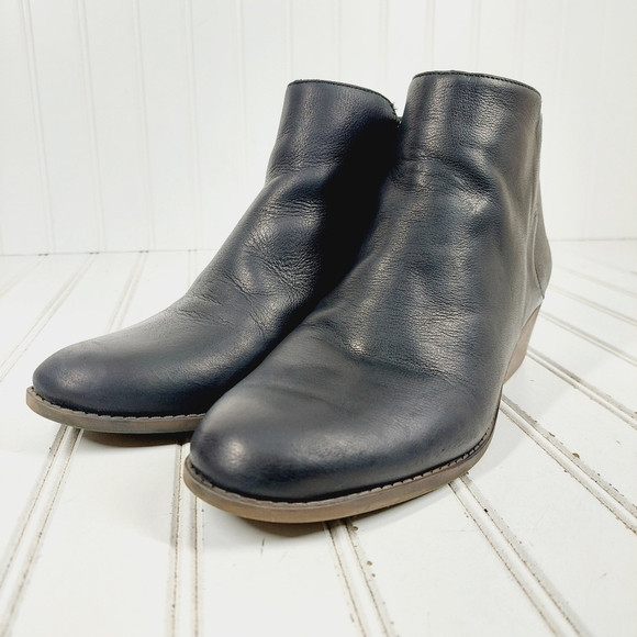 Crown Vintage Beatrix Black Leather Slip On Block Heel Ankle Boots D937 - Picture 2 of 12